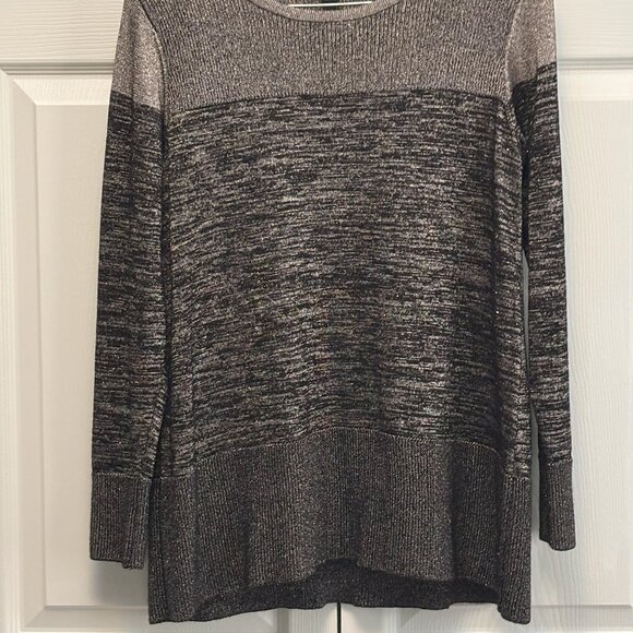 Price Drop, Discount Ship Nwt, Women's Black and Silver  Sweater.  Size Small - Picture 2 of 4